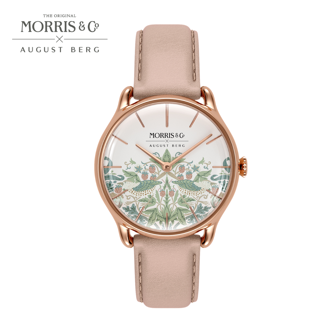 Simply Strawberry Thief Cochineal Pink, レザー 30mm