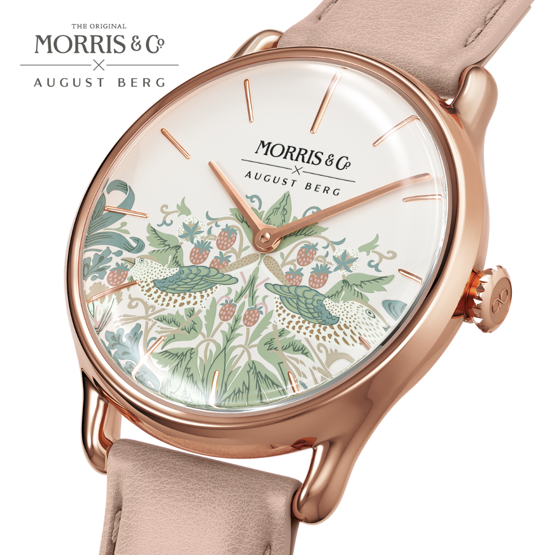 Simply Strawberry Thief Cochineal Pink, レザー 30mm