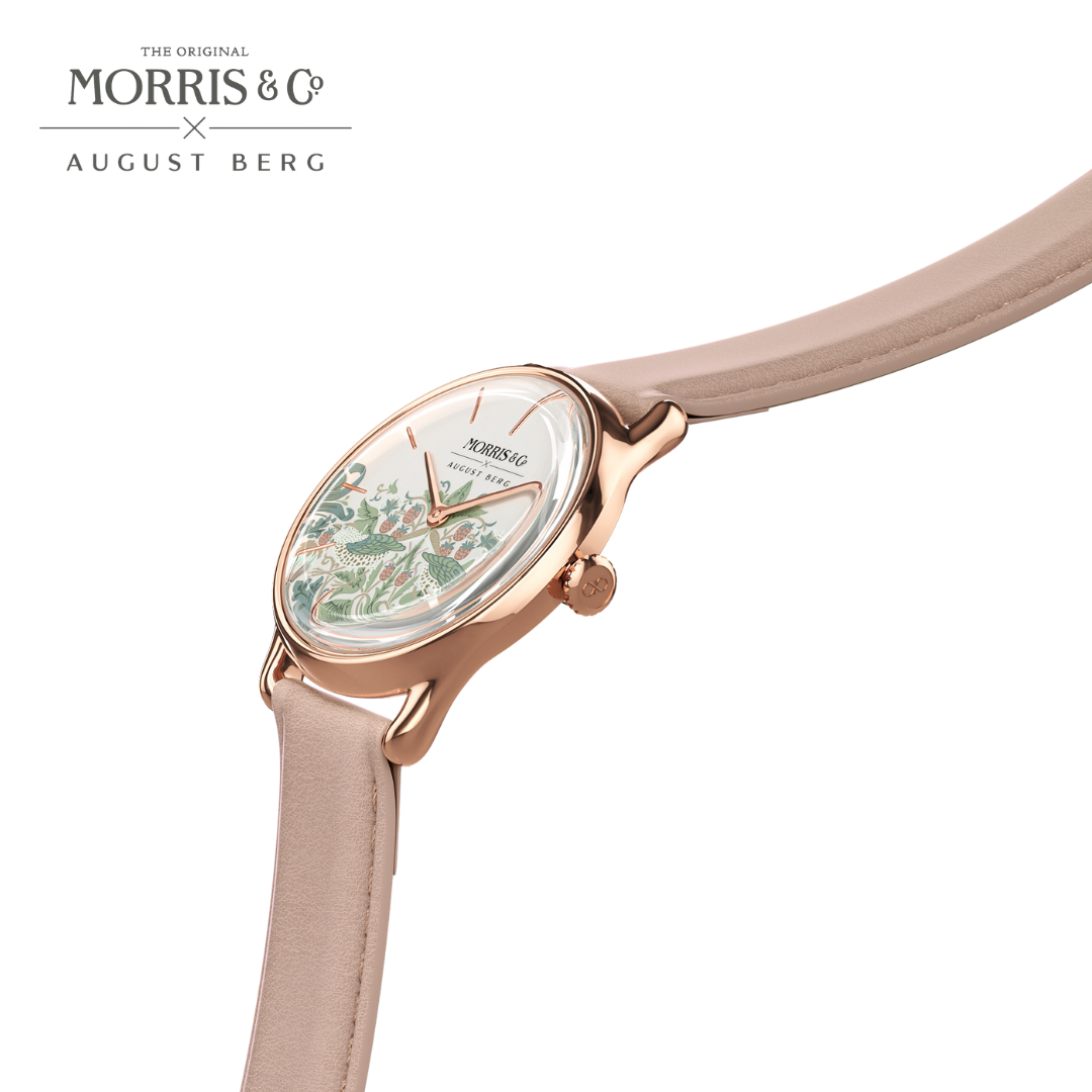 Simply Strawberry Thief Cochineal Pink, レザー 30mm