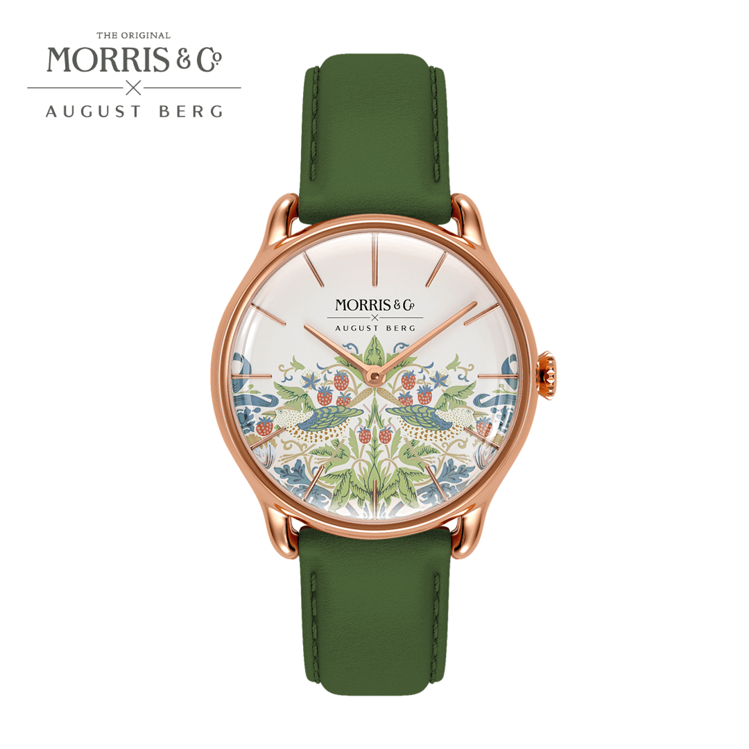 Simply Strawberry Thief Cochineal Green, レザー 30mm