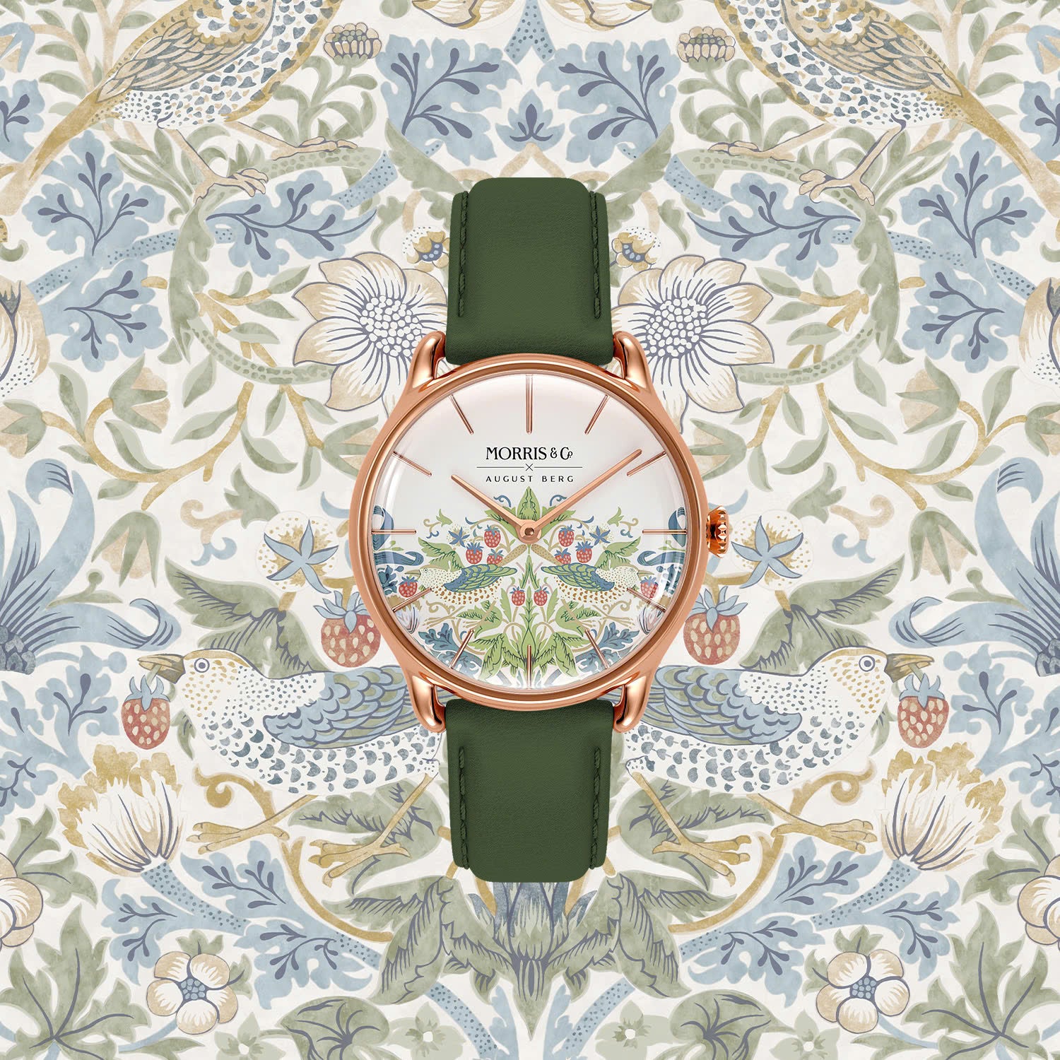 Simply Strawberry Thief Cochineal Green, レザー 30mm