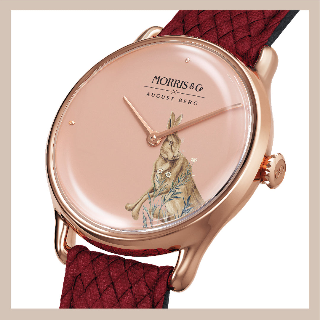 MORRIS & CO PRIMROSE Forest Hare Rose Gold Red Perlon