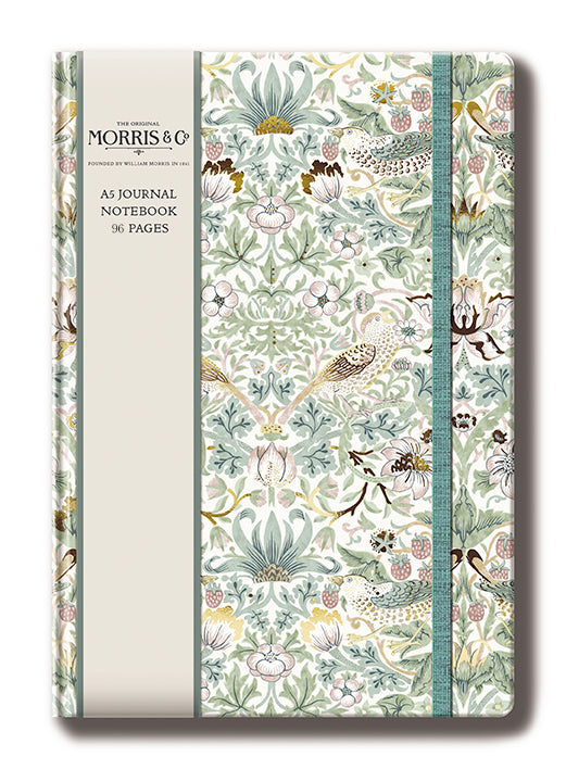 William Morris A5 Journal (空白) - Linen Effect Cover (白) - August Berg (オーガストバーグ)