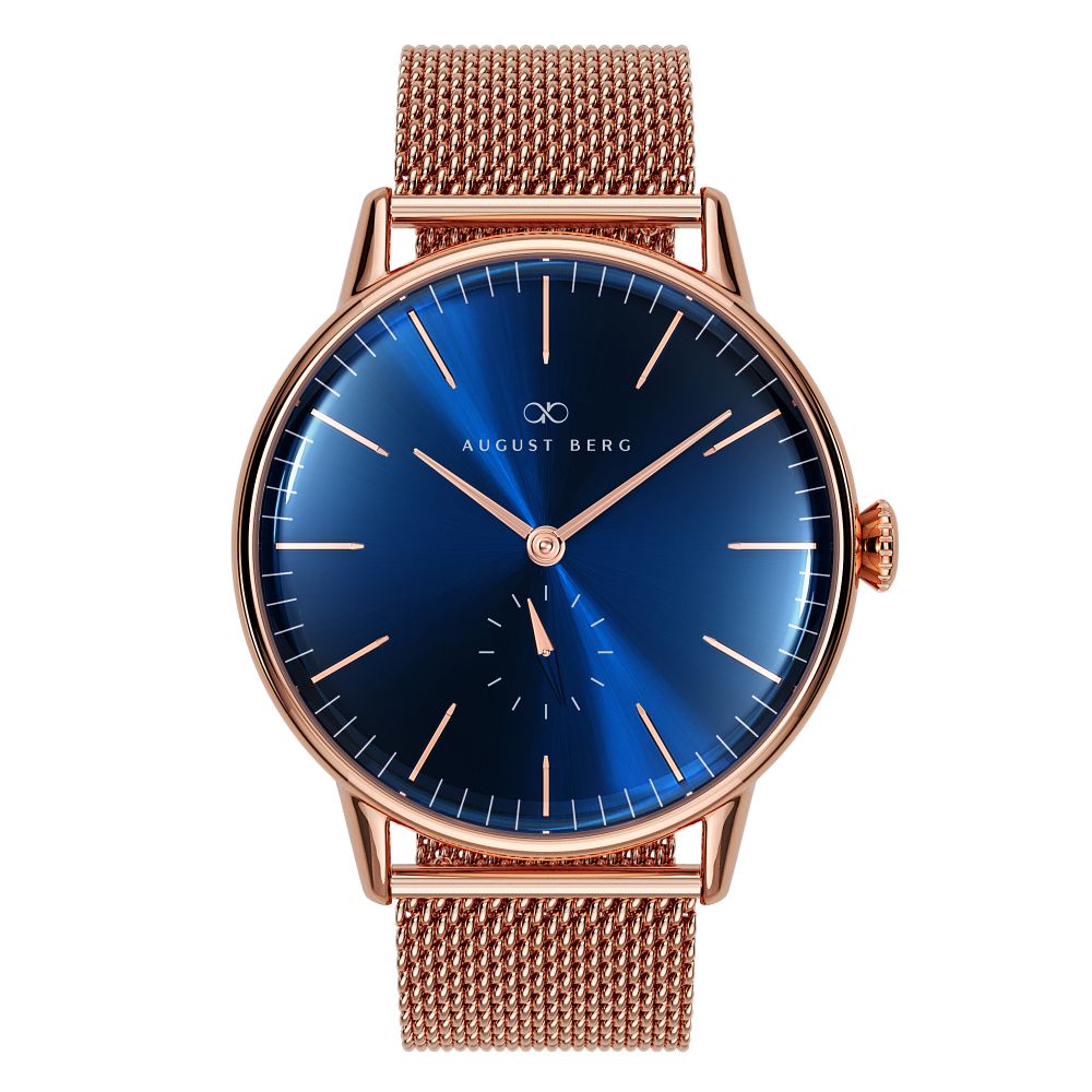 August Berg Serenity Deep Blue Rose Gold Classic Eye Mesh Strap Watch - August Berg (オーガストバーグ)