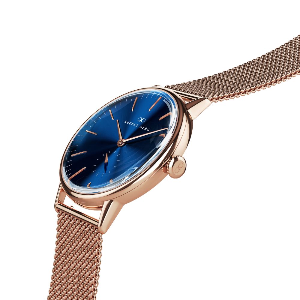 August Berg Serenity Deep Blue Rose Gold Classic Eye Mesh Strap Watch - August Berg (オーガストバーグ)