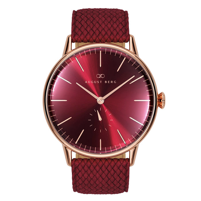 Burgundy Rose Gold Watch With Burgundy Strap – August Berg