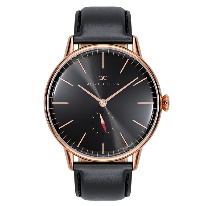 Noir Black Dial Rose Gold Watch With Black Strap – August Berg