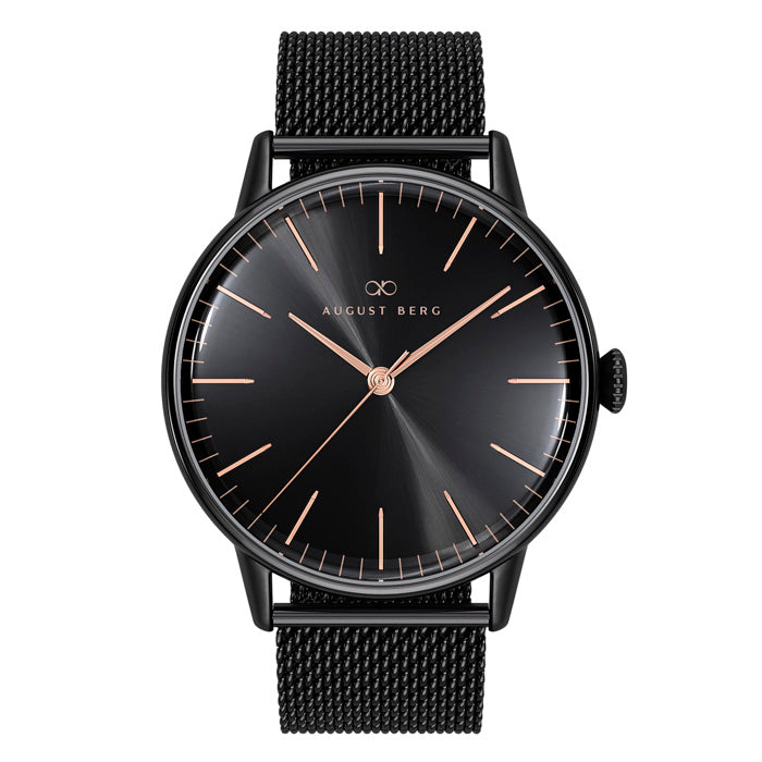 Noir Black Dial Watch With Black Mesh Strap – August Berg