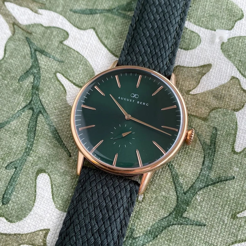 Green Dial Rose Gold Watch With Green Strap – August Berg