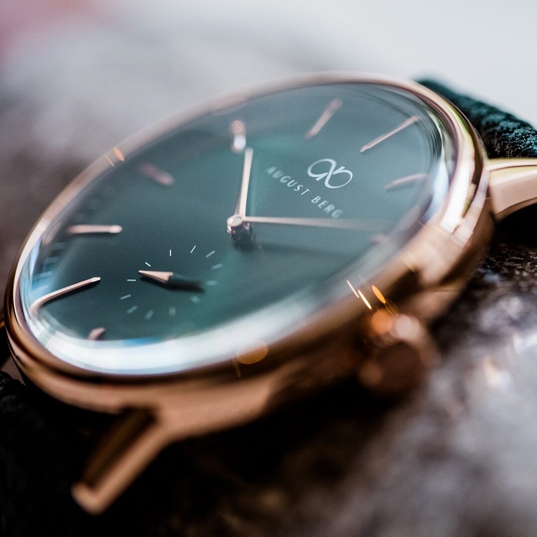 Green Dial Rose Gold Watch With Green Strap – August Berg