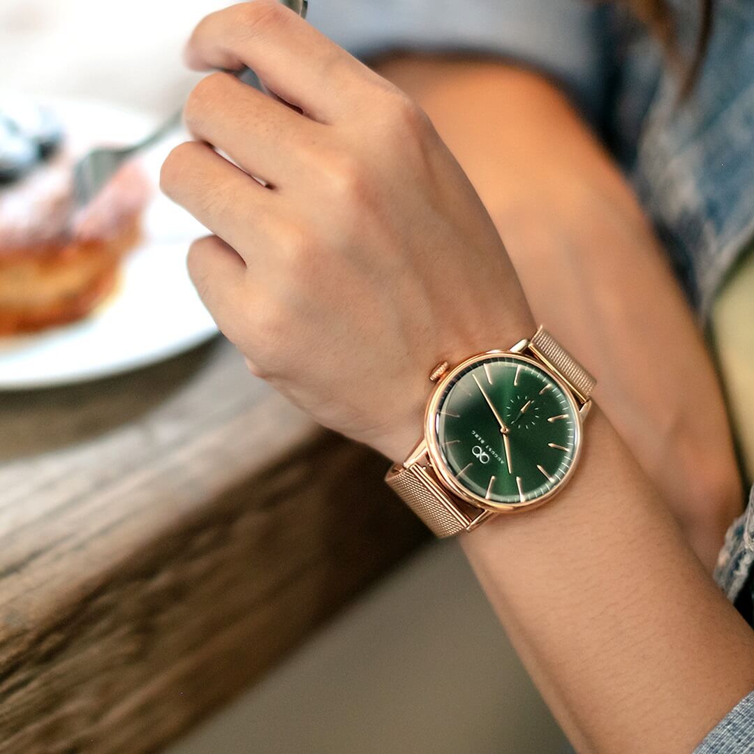 Green Dial Rose Gold Watch With Rose Gold Strap – August Berg