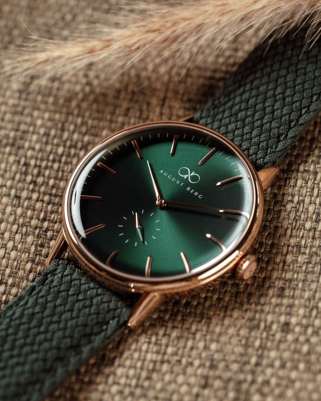 Green Dial Rose Gold Watch With Green Strap – August Berg
