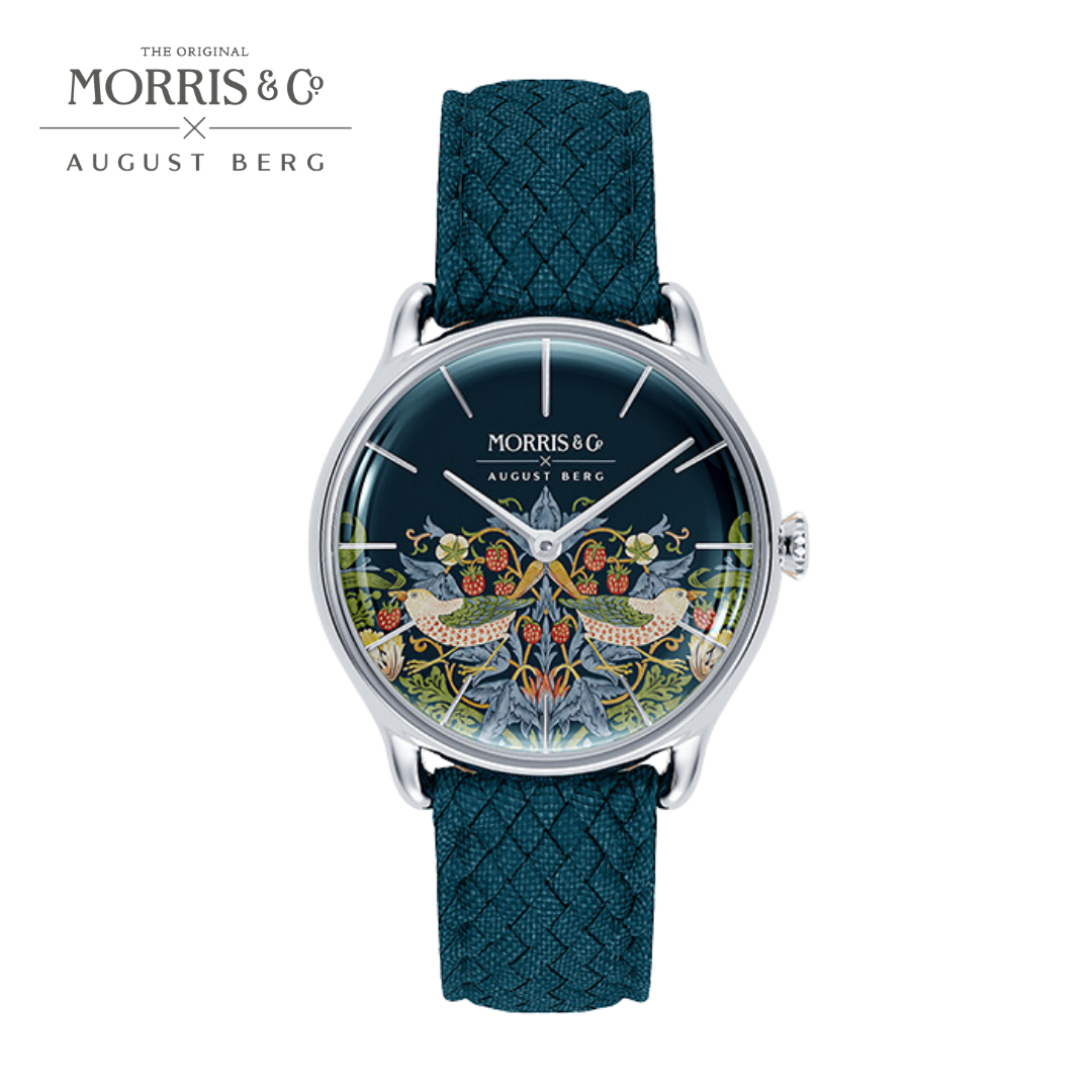 サラ・ジェーン・モリス/オーガスト Morris & Co. Indigo Rose Gold Strawberry Thief Watch