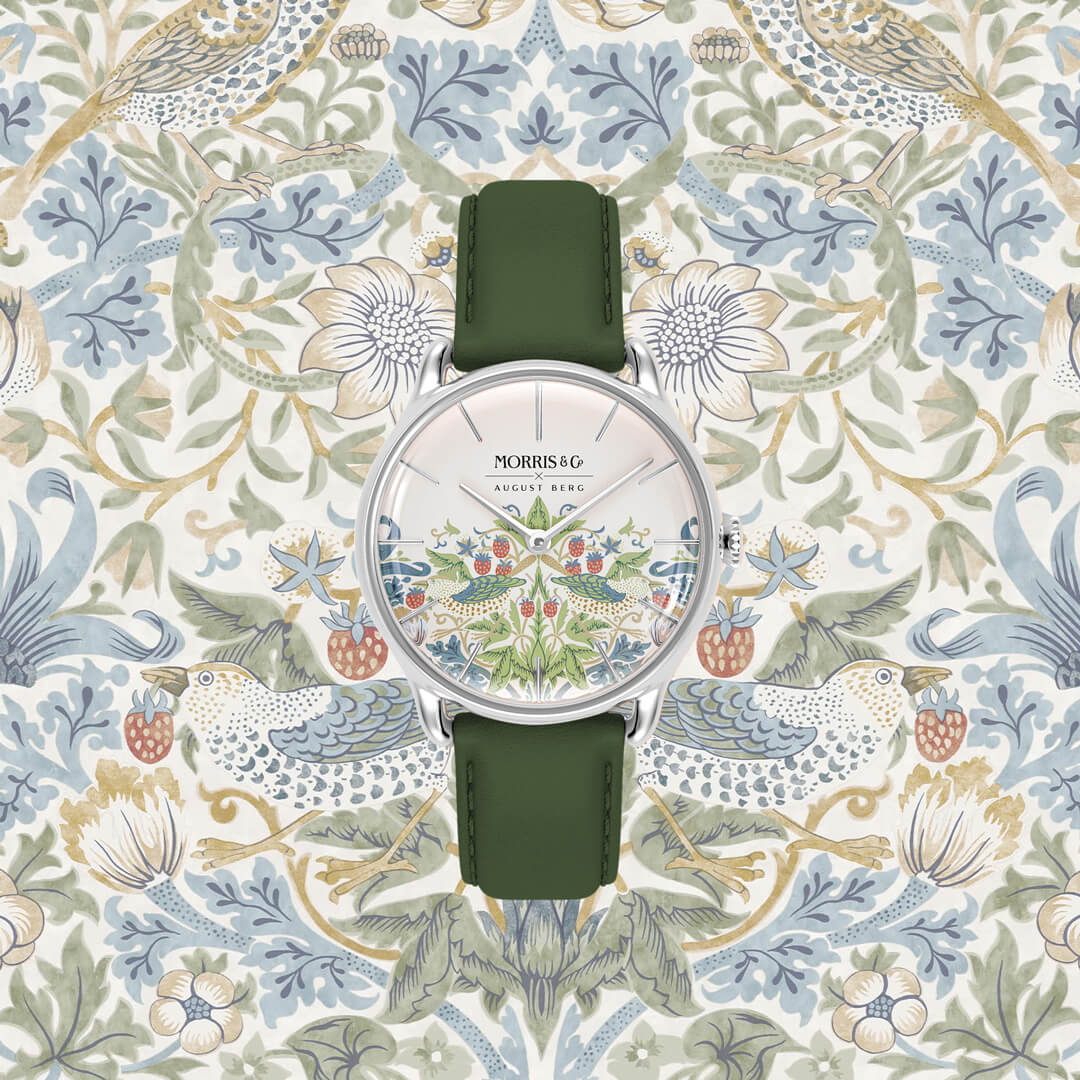 Simply Strawberry Thief Cochineal Green, レザー 30mm