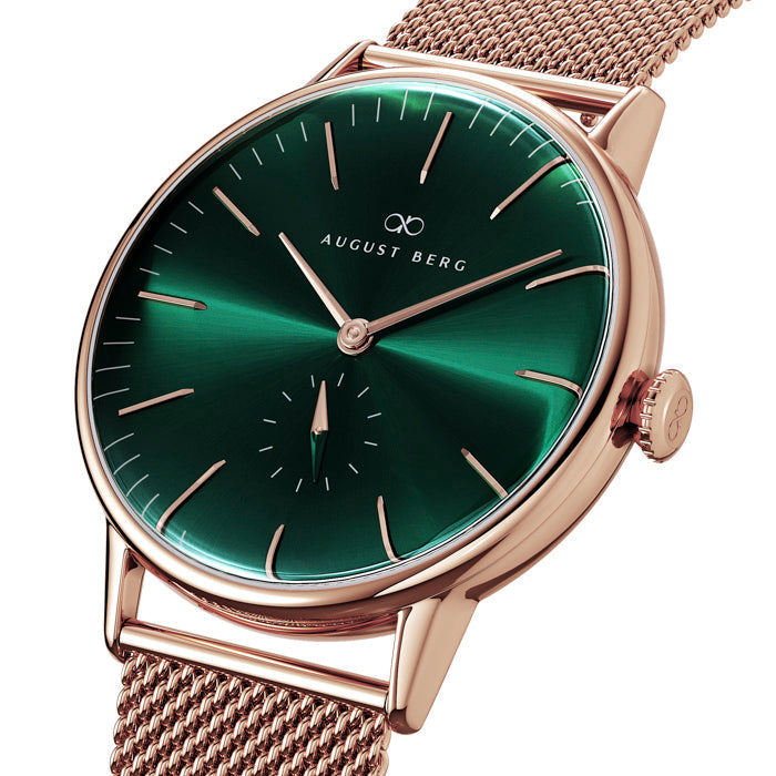 Green Dial Rose Gold Watch With Rose Gold Strap – August Berg