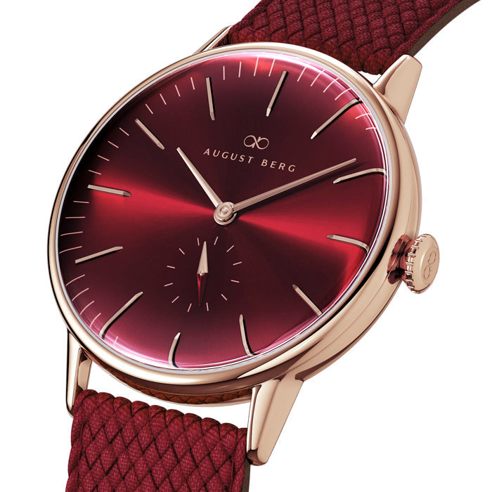 Burgundy Rose Gold Watch With Burgundy Strap – August Berg