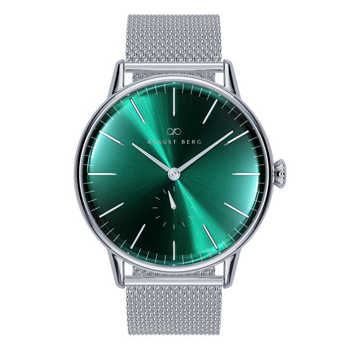 Green Dial Silver Watch With Dark Green Strap – August Berg