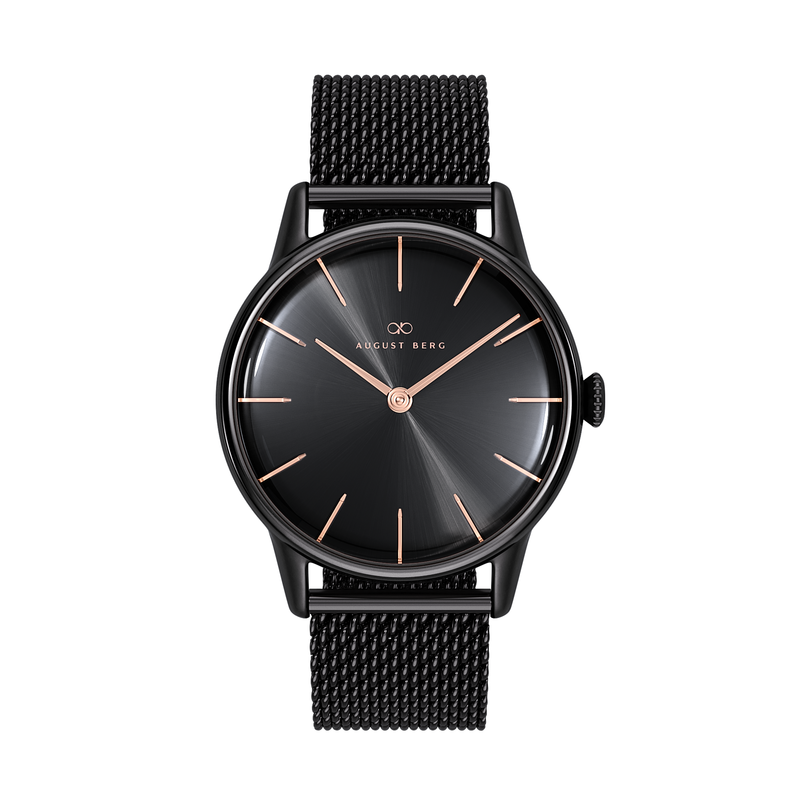 Noir Black Dial Watch With Black Mesh Strap – August Berg Noir Black Dial Watch With Black Mesh Strap – August Berg
