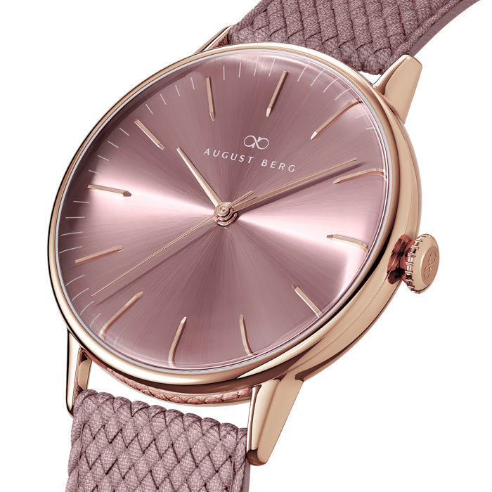 Ash & Orchid Rose Gold Watch With Orchid Strap – August Berg