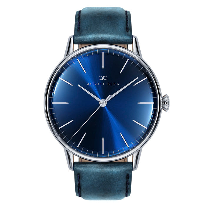 Deep Blue Dial Silver Watch With Silver Strap – August Berg