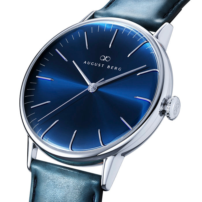 Deep Blue Dial Silver Watch With Blue Strap – August Berg